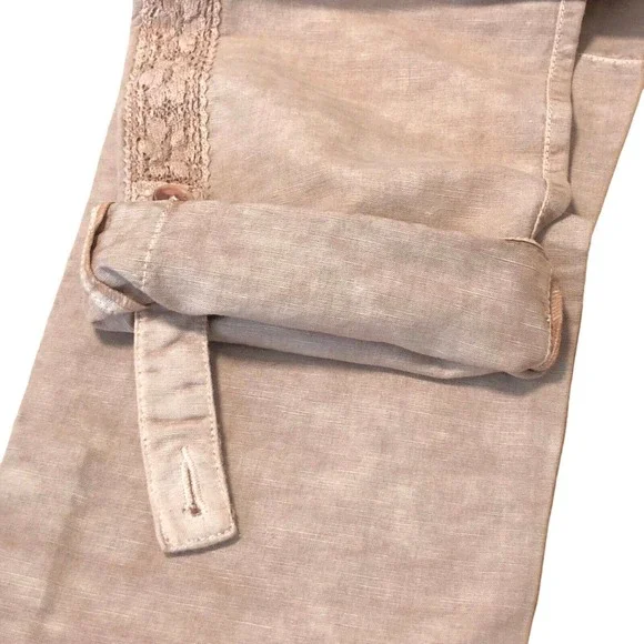 NWOT Sundance Organia Lace Pants Size 12 Linen Cotton Blnd Relaxed Fit Rose Dust - Picture 7 of 9